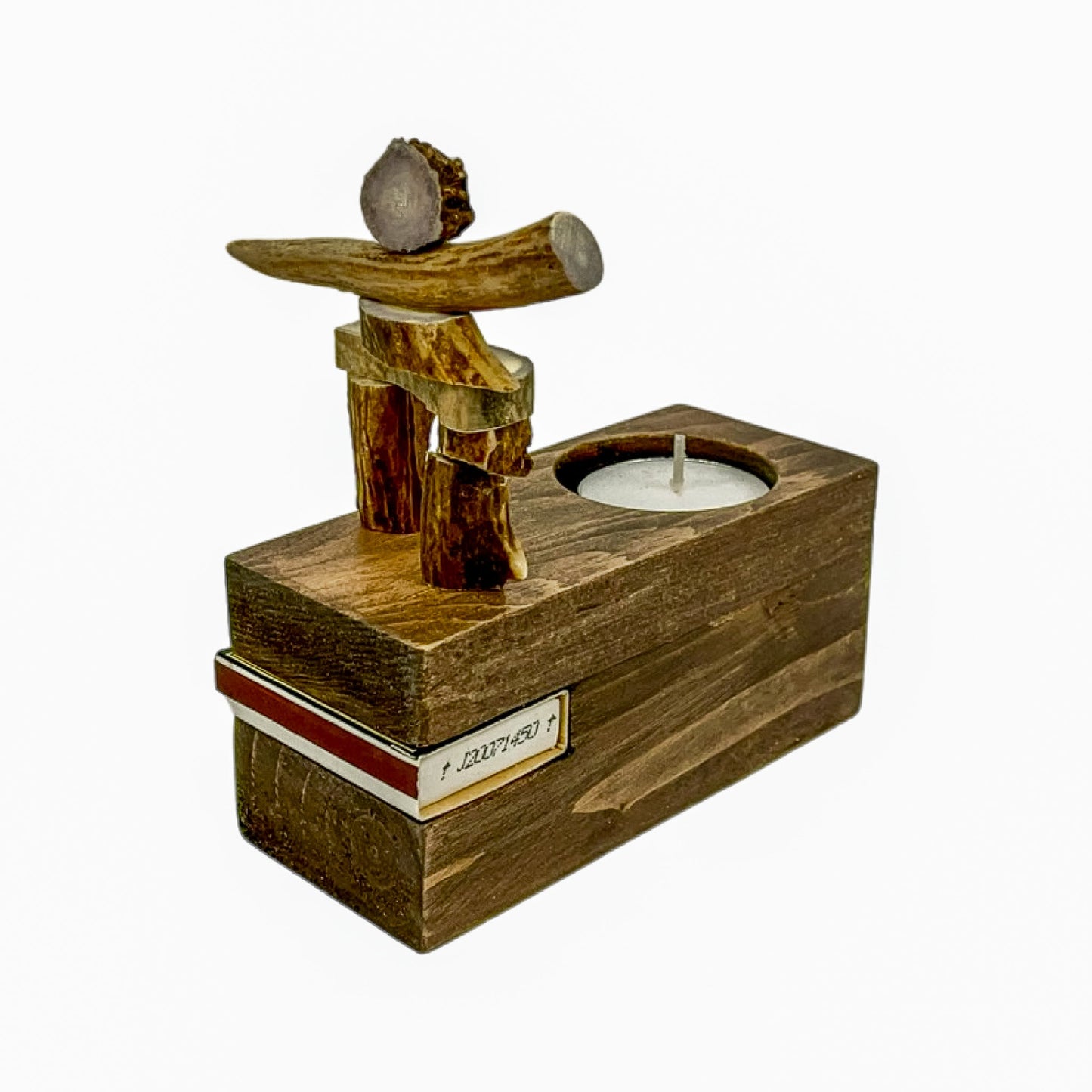 An Inukshuk with Candle Home Decor made from Deer antlers