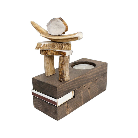 An Inukshuk with Candle Home Decor made from Deer antlers