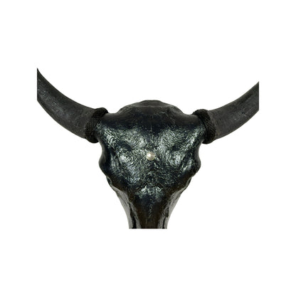 A Home Decor Taxidermy Bison Black Hammered Finish Painted Skull of Grade Respectable