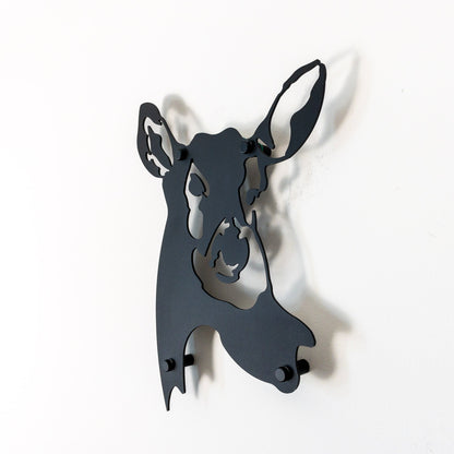 A metal wall decor White-Tailed Deer metal head